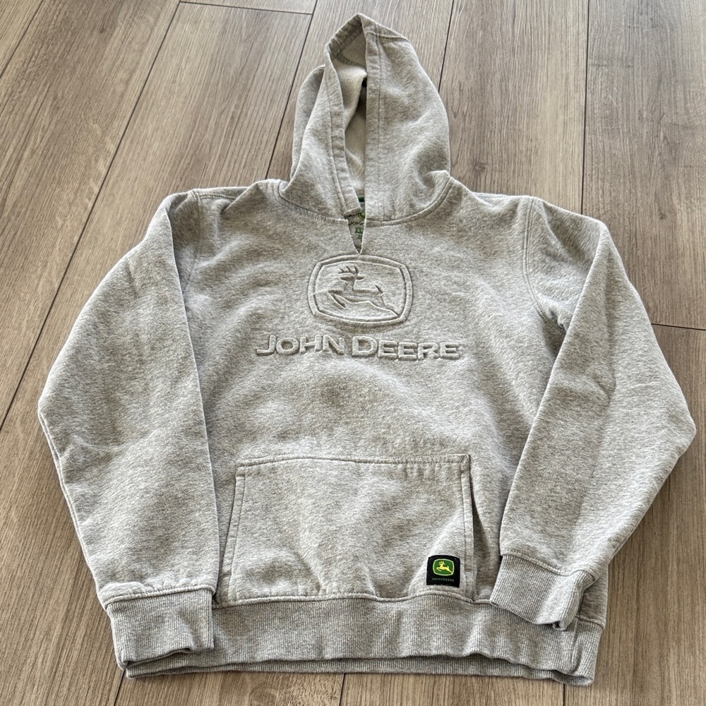 John Deere Gray Hooded Sweatshirt Kids Large